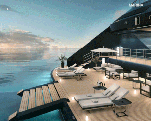 The Marina deck offering direct access to the water and water sports activities.