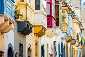Colorful balconies of Valletta, Malta