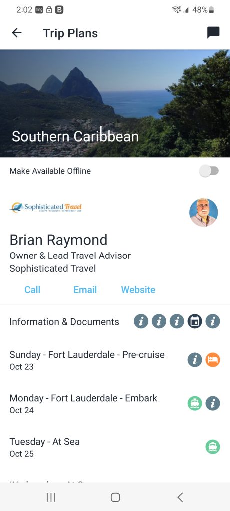 Screenshot Trip Plans - our smartphone app